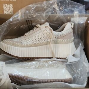 Dolce Vita Cream Woven Platform Sneakers